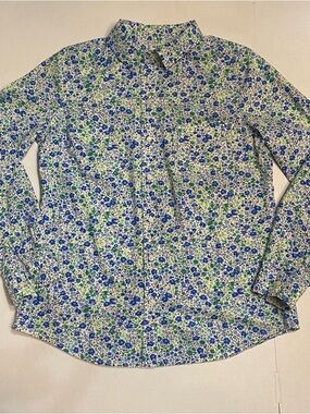 Old Navy Floral Button‑Up – Size S Women, green, blue and white